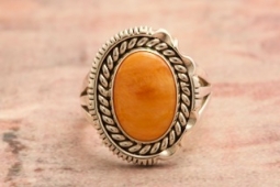 Artie Yellowhorse Genuine Spiny Oyster Shell Sterling Silver Ring